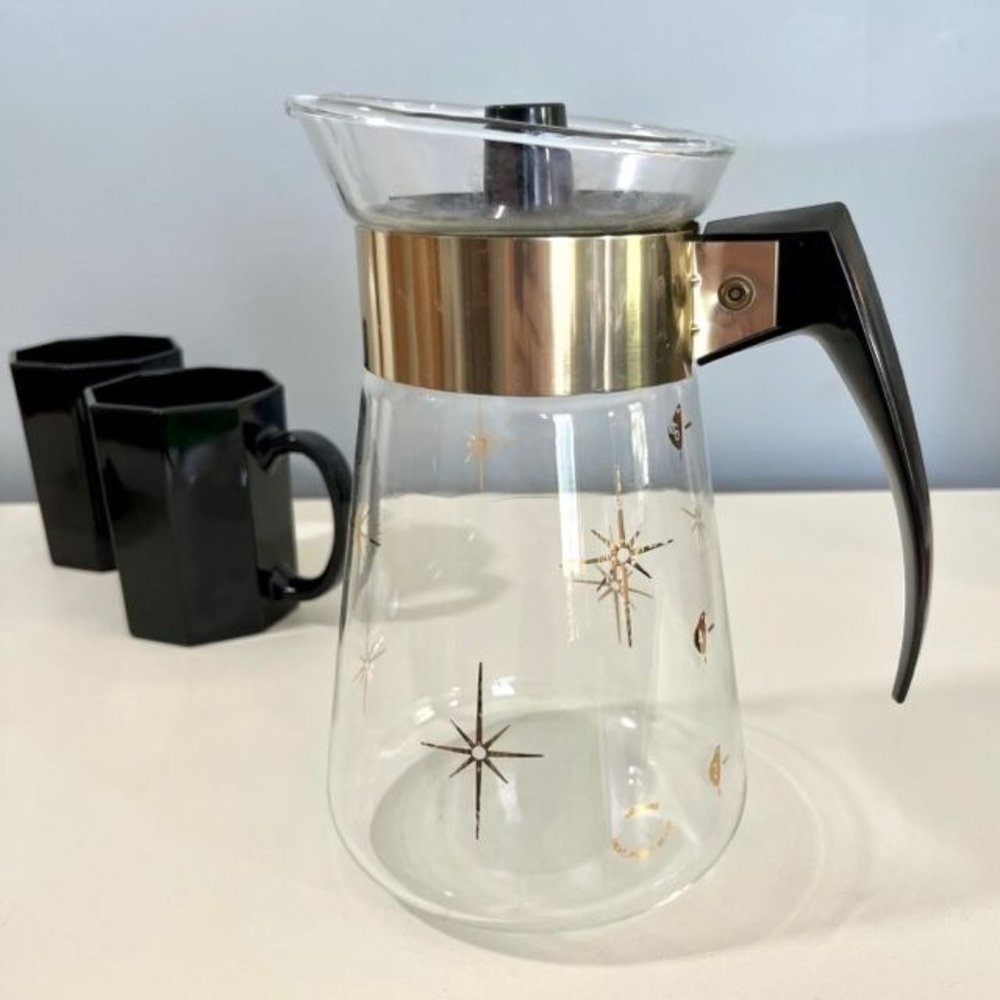 Vintage Corning Pyrex 1960's Atomic Starburst Coffee Carafe 7.5"